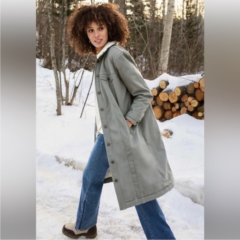Long Sage Shacket Tribal Jeans - Small Petite